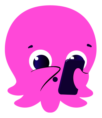 An icon of Constantine, our pink octopus mascot, tapping on a smart phone
